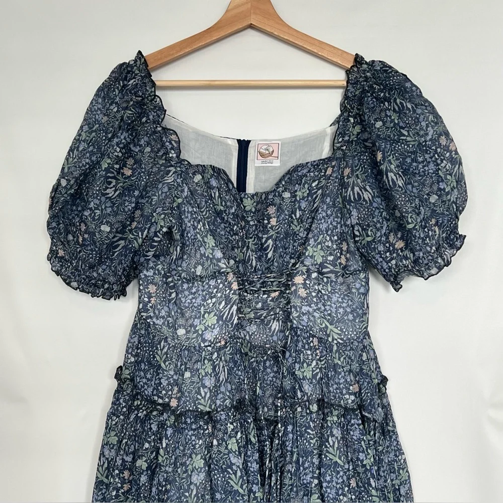 NWOT Linenniave JULIA 35 FLORAL LINEN DRESS Midnight Floral Medium - Picture 9 of 16